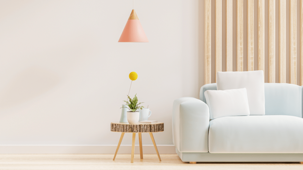 Living room with cloudy color pallete