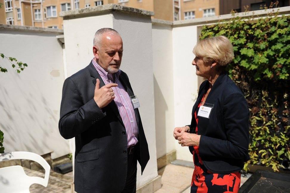 A quiet moment for National Design Academy staff members Anthony Rayworth and Helen Keighley outside at the AGM event, discussing BIID's future plans. at this year's BIID annual conference. A quiet moment for National Design Academy staff members Anthony Rayworth and Helen Keighley outside at the AGM event, discussing BIID's future plans. at this year's BIID annual conference.