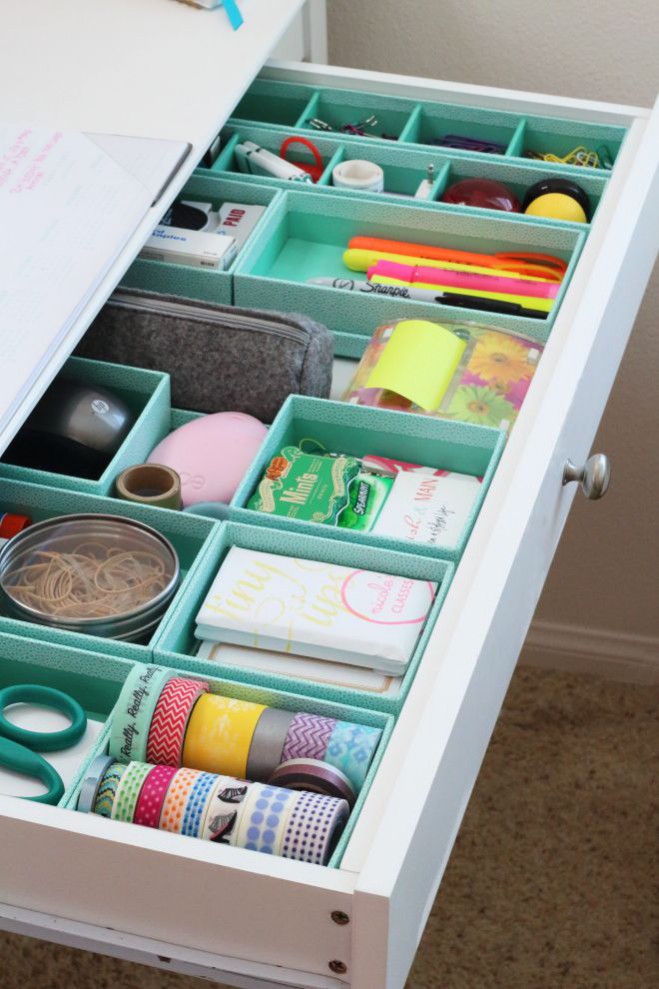 How to de-clutter your interior this January: The KonMari method, asks you to divide your belongings into categories, before reorganising. Everything has a space in your new clutter-free home like komono (miscellaneous, random bits can neatly be stored in dividers and boxes within the same drawer. Image via Pinterest: http://www.goodhousekeeping.com/home/organizing/tips/g2394/junk-drawer-organizing-ideas/?slide=2 How to de-clutter your interior this January: The KonMari method, asks you to divide your belongings into categories, before reorganising. Everything has a space in your new clutter-free home like komono (miscellaneous, random bits can neatly be stored in dividers and boxes within the same drawer. Image via Pinterest: http://www.goodhousekeeping.com/home/organizing/tips/g2394/junk-drawer-organizing-ideas/?slide=2