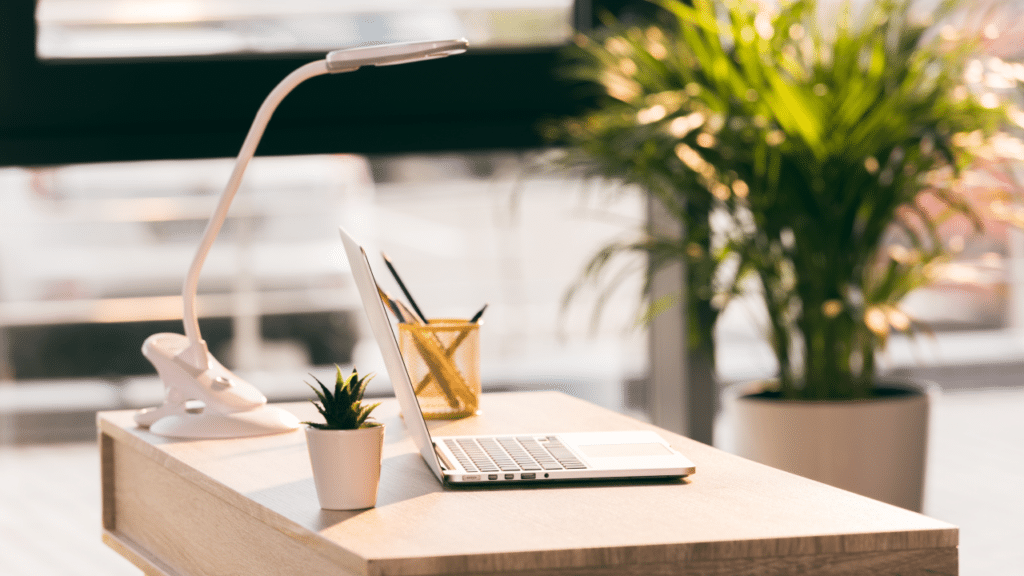 Desk with laptop