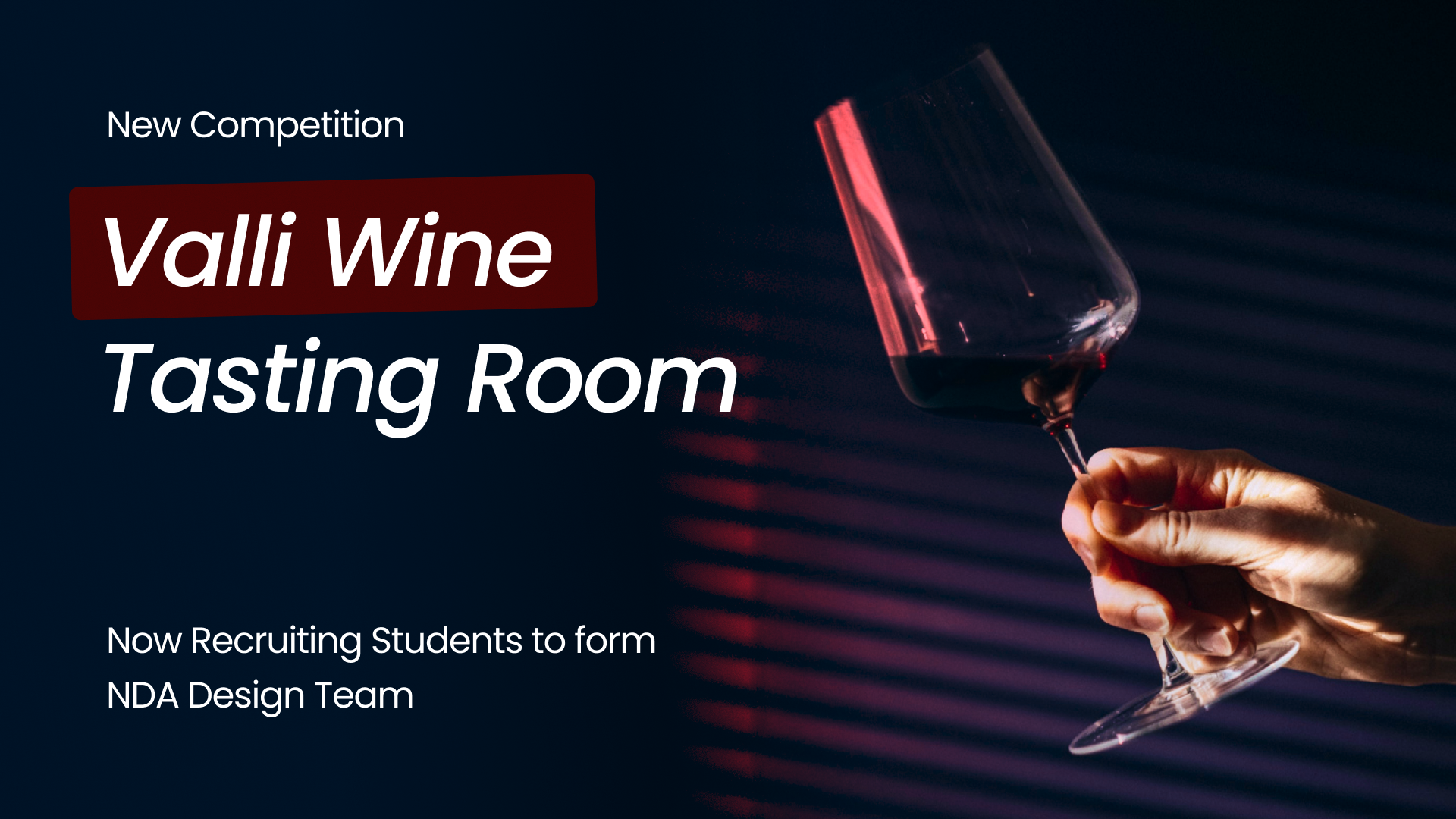 Valli Wine Tasting Room Competition Banner - Wine Holding Glass, Promo Image