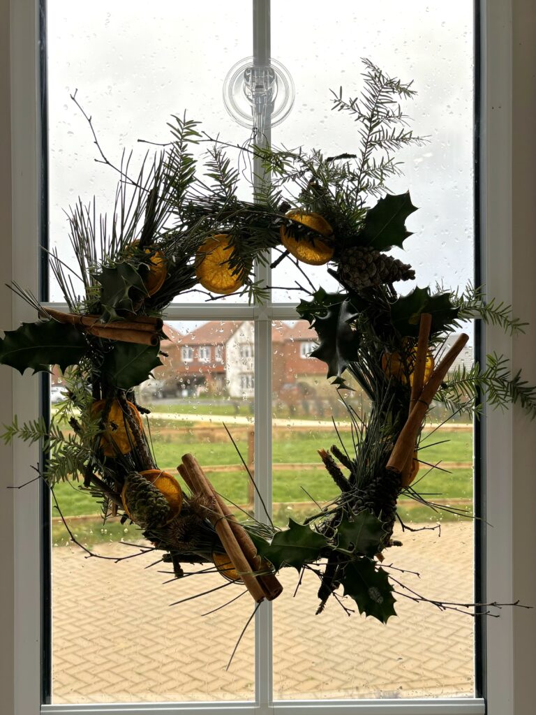 Wreath in window