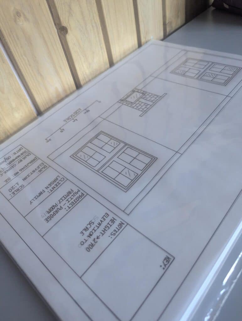 drawing of windows and a wall